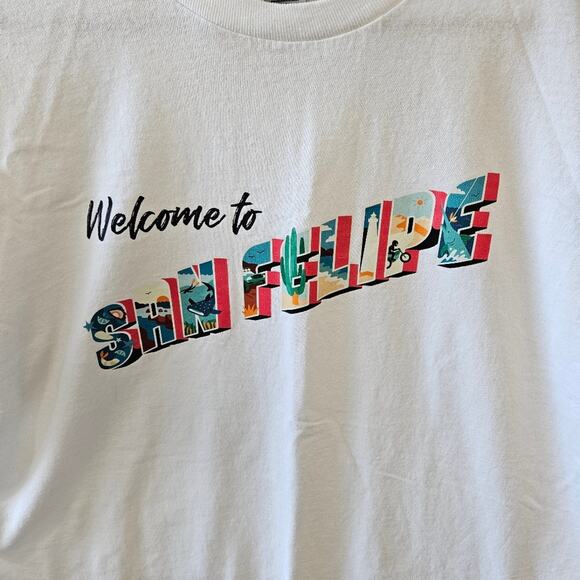 San Felipe Mexico Travel Tourist Souvenir Short Sleeve White Shirt Large - Picture 2 of 6